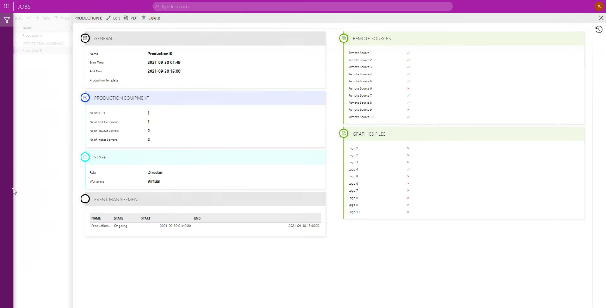 Screenshot of a dynamic desks app